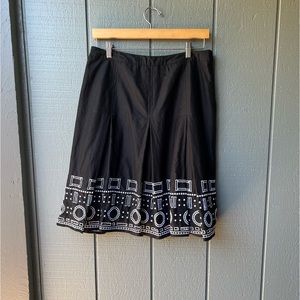 Alfani Black Skirt White Embroidery Bottom